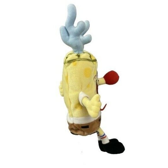 Ty Plush SpongeBob Sleighride Holiday Reindeer Antlers Rudolph Nose 8 inch 2004 - Picture 4 of 6